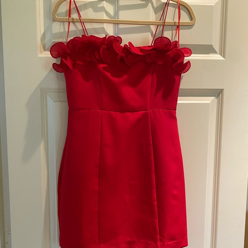 Glam Red Ruffle Mini Dress